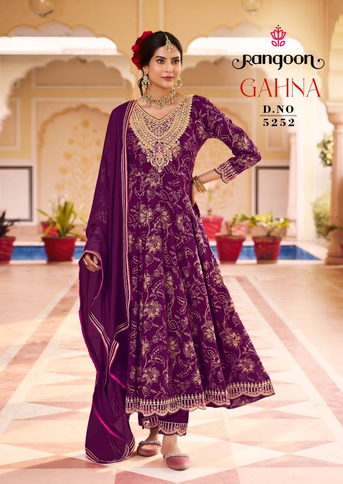 GAHNA Gahna By Rangoon Rayon Printed Anarkali Readymade Suits Wholesale Price In Surat